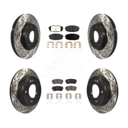 Front Rear Drill Slot Disc Brake Rotors Semi-Metallic Pad Kit For Hyundai Kona Kia Seltos KDF-101044