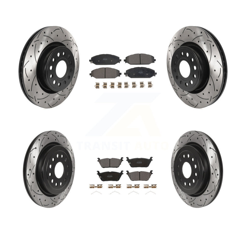 Front Rear Coated Drilled Slotted Disc Brake Rotor And Semi-Metallic Pad Kit For Ram 1500 KDF-101045