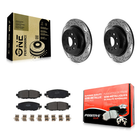 Rear Drilled Slot Brake Rotor & Semi-Metallic Pad Kit For 2018-2020 Jeep Wrangler Rubicon KDF-101052