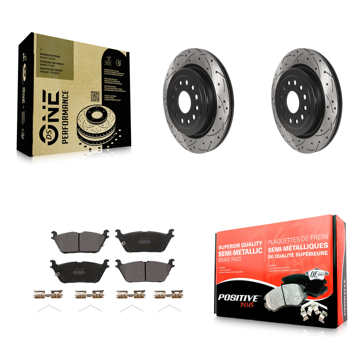 Rear Coated Drilled Slotted Disc Brake Rotors And Semi-Metallic Pads Kit For Ram 1500 KDF-101053