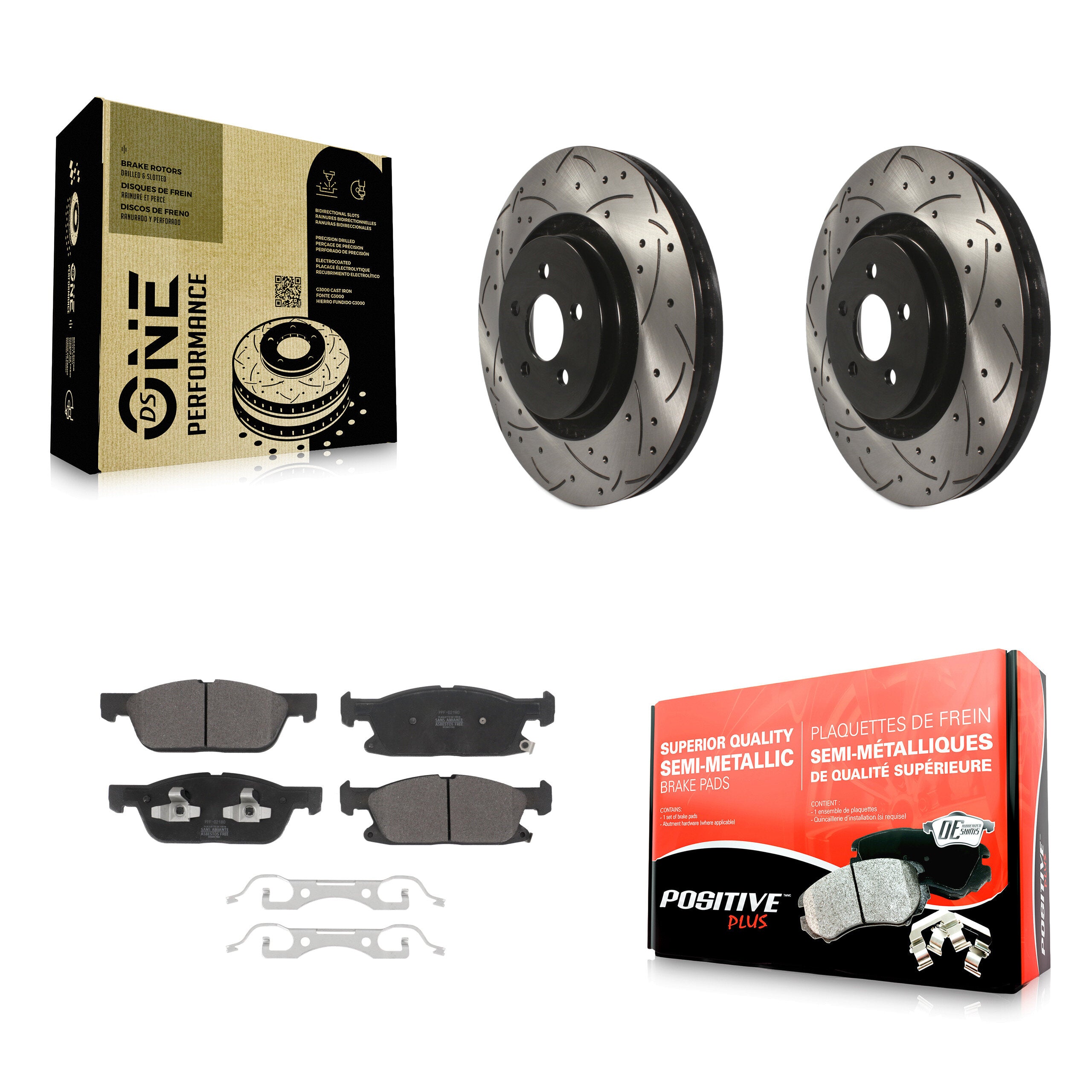 Front Coated Drilled Slotted Disc Brake Rotors Semi-Metallic Pad Kit For Lincoln Nautilus KDF-101059