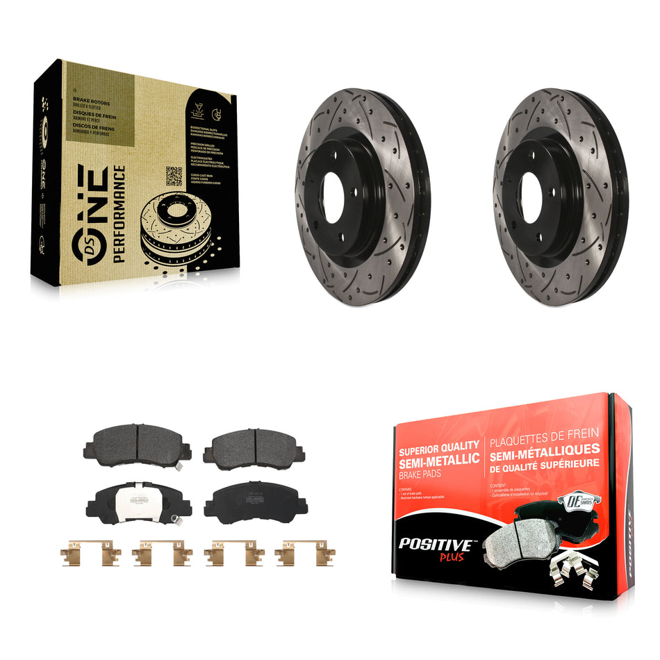 Front Coat Drill Slot Disc Brake Rotor Semi-Metallic Pad Kit For Mitsubishi Eclipse Cross KDF-101061