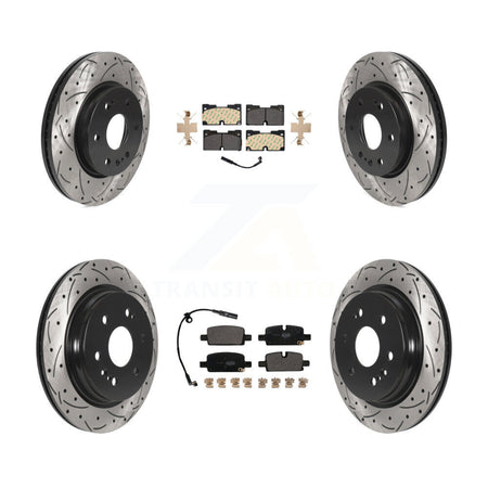 Front Rear Drill Slot Brake Rotors Semi-Metallic Pad Kit For GMC Chevrolet Silverado 1500 KDF-101064