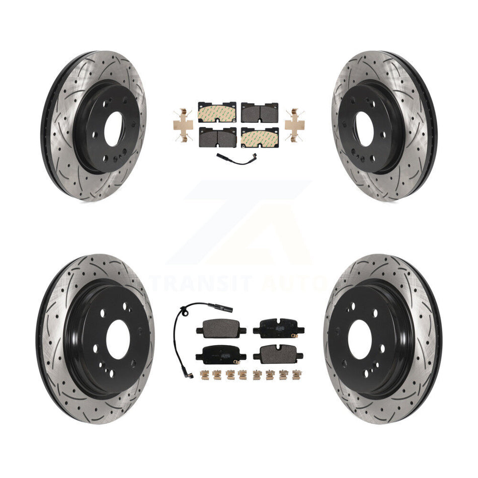 Front Rear Drill Slot Brake Rotors Semi-Metallic Pad Kit For GMC Chevrolet Silverado 1500 KDF-101064