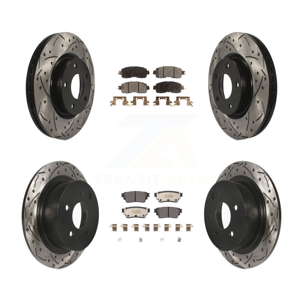 Front Rear Drilled Slot Brake Rotor Semi-Metallic Pad Kit For 2019-2020 Nissan Altima AWD KDF-101066