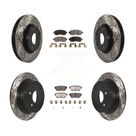 Front Rear Drilled Slot Brake Rotor Semi-Metallic Pad Kit For 2019-2020 Nissan Altima AWD KDF-101066