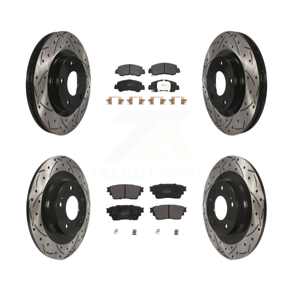 Front Rear Drill Slot Disc Brake Rotor Semi-Metallic Pad Kit For Mitsubishi Eclipse Cross KDF-101069