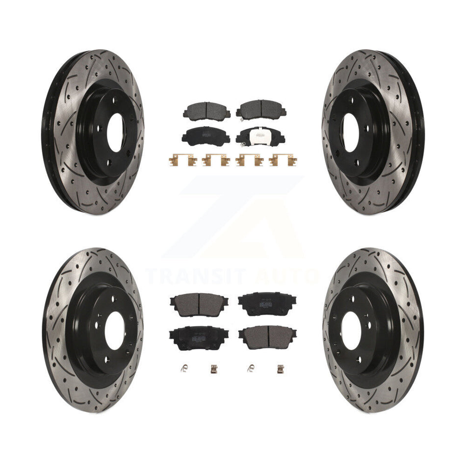 Front Rear Drill Slot Disc Brake Rotor Semi-Metallic Pad Kit For Mitsubishi Eclipse Cross KDF-101069