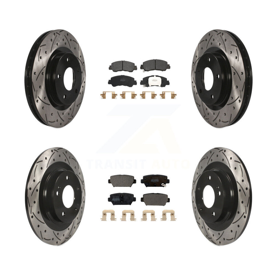 Front Rear Drill Slot Disc Brake Rotor Semi-Metallic Pad Kit For Mitsubishi Eclipse Cross KDF-101070