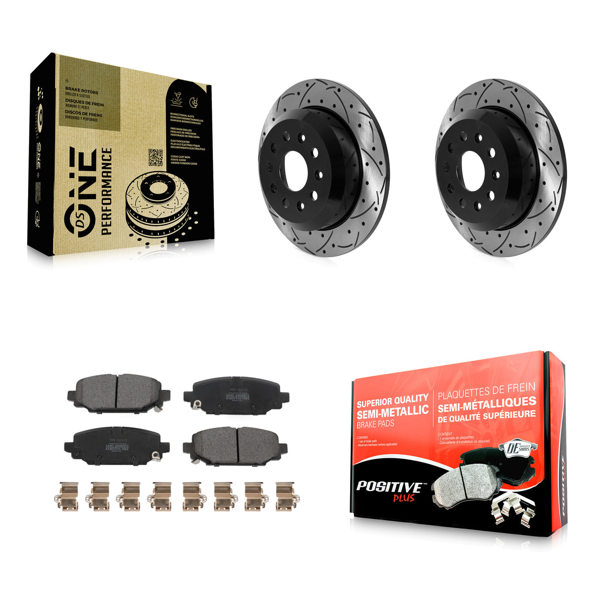 Rear Drill Slot Disc Brake Rotors Semi-Metallic Pad Kit For 2018-2020 Jeep Wrangler Sport KDF-101072