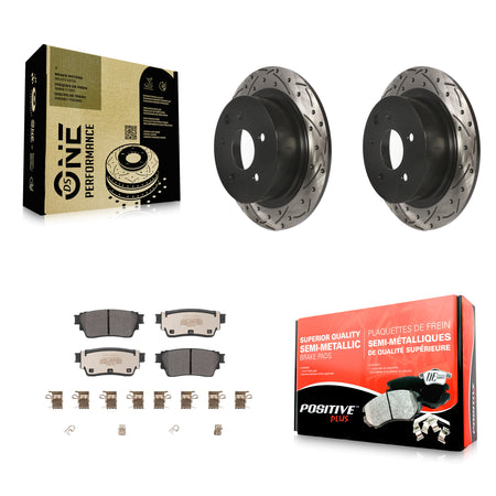 Rear Drilled Slot Disc Brake Rotors Semi-Metallic Pad Kit For 2019-2020 Nissan Altima AWD KDF-101075