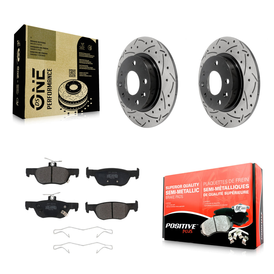 Rear Coated Drilled Slotted Disc Brake Rotors And Semi-Metallic Pads Kit For Mazda 3 CX-30 KDF-101082