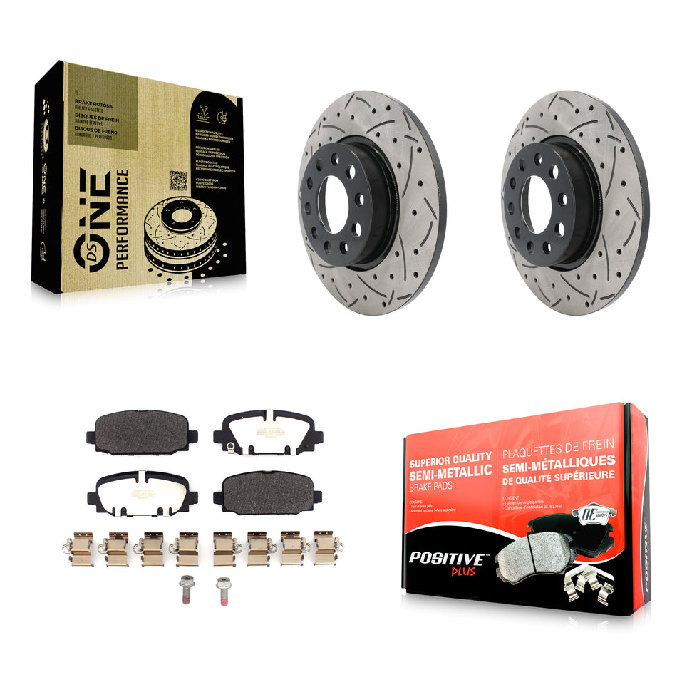 Rear Coated Drilled Slotted Disc Brake Rotors And Semi-Metallic Pads Kit For Jeep Compass KDF-101084