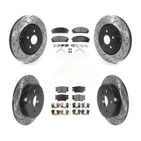 Front Rear Drilled Slot Disc Brake Rotors Semi-Metallic Pad Kit For 2022 Toyota Camry TRD KDF-101099