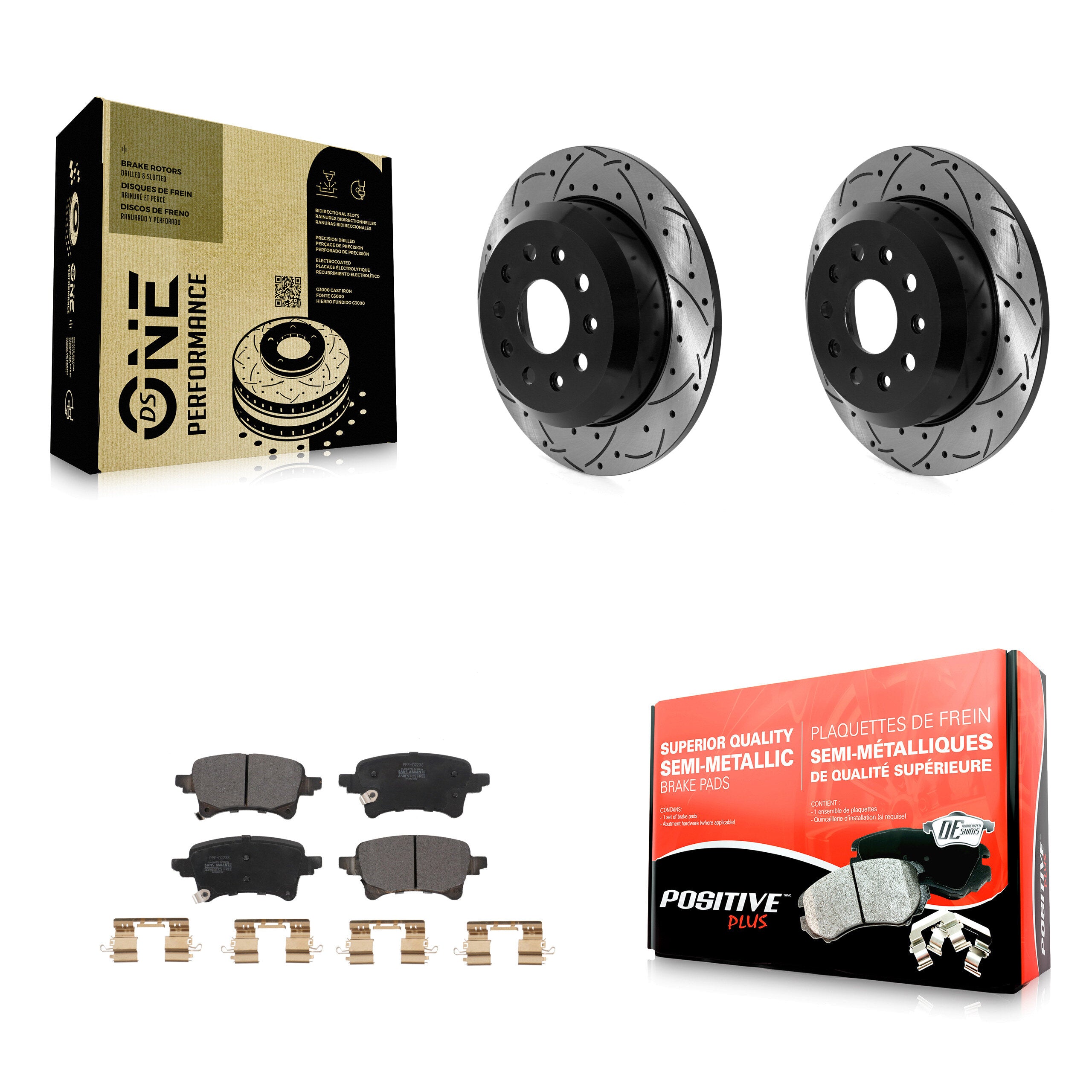 Rear Coated Drilled Slotted Disc Brake Rotors And Semi-Metallic Pad Kit For Jeep Wrangler KDF-101107