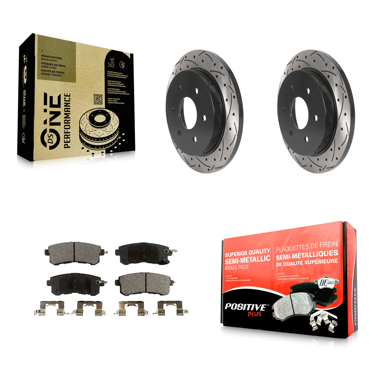 Rear Drill Slot Disc Brake Rotor Semi-Metallic Pad Kit For Nissan Armada With Solid KDF-101108