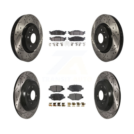 Front Rear Coated Drilled Slot Disc Brake Rotor & Semi-Metallic Pad Kit For Ford Explorer KDF-101127