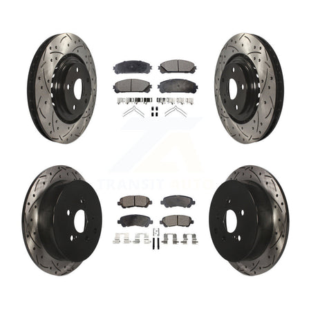 Front Rear Coated Drill Slot Disc Brake Rotor Semi-Metallic Pad Kit For Toyota Highlander KDF-101134