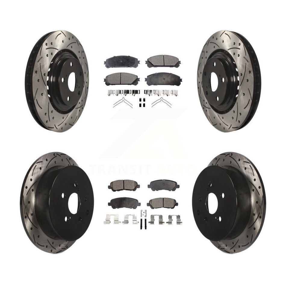 Front Rear Coated Drill Slot Disc Brake Rotor Semi-Metallic Pad Kit For Toyota Highlander KDF-101134