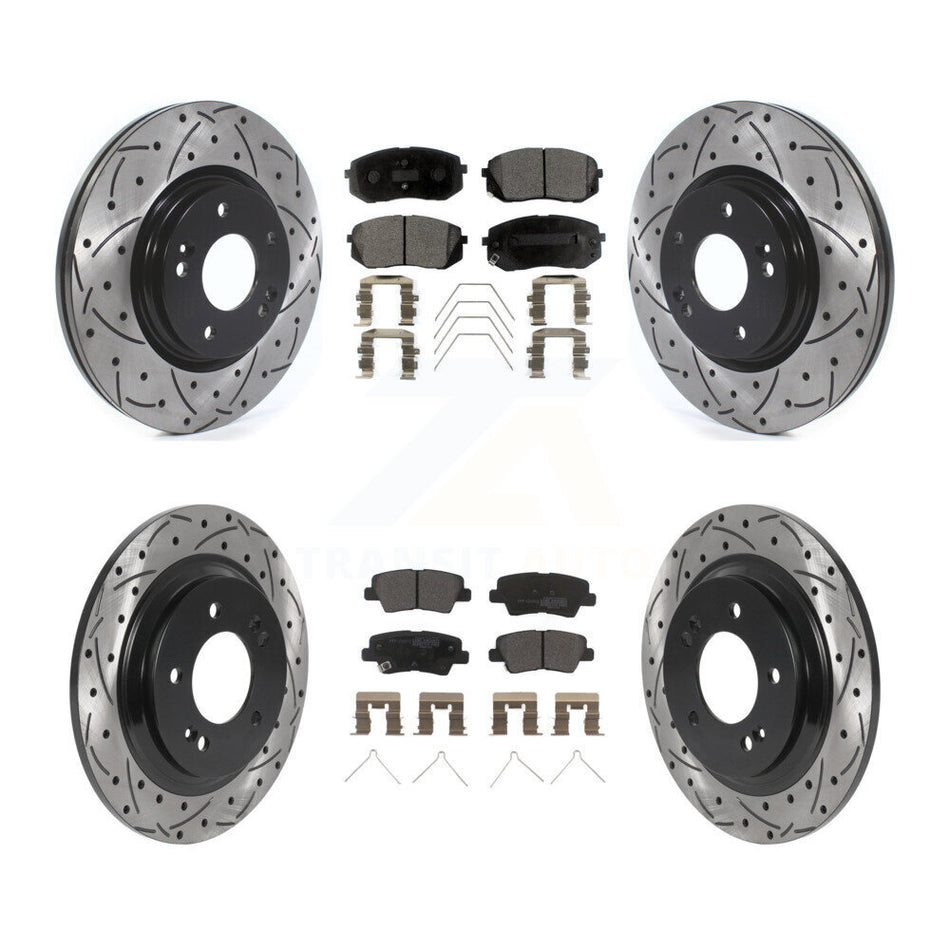 Front Rear Drill Slot Brake Rotor Semi-Metallic Pad Kit For Hyundai Elantra GT Kia Forte5 KDF-101135