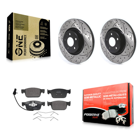 Front Coated Drilled Slotted Disc Brake Rotor & Semi-Metallic Pad Kit For Audi A4 Quattro KDF-101159