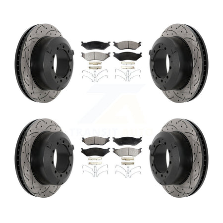 Front Rear Drill Slot Brake Rotor Semi-Metallic Pad Kit For International TerraStar IC AE KDF-101161