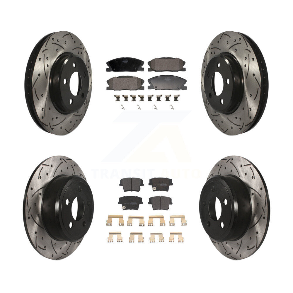 Front Rear Drilled Slot Brake Rotor Semi-Metallic Pad Kit For Dodge Charger RWD with 3.6L KDF-101165
