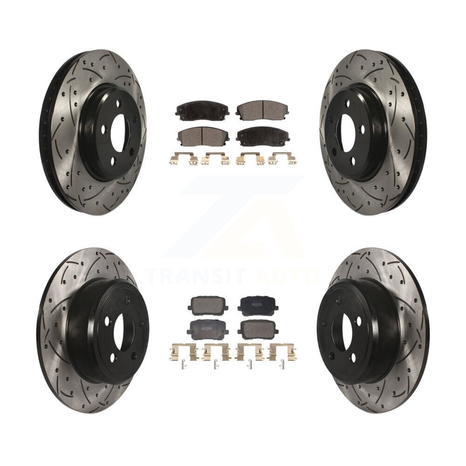 Front Rear Drilled Slot Brake Rotor Semi-Metallic Pad Kit For Dodge Charger RWD with 3.6L KDF-101166