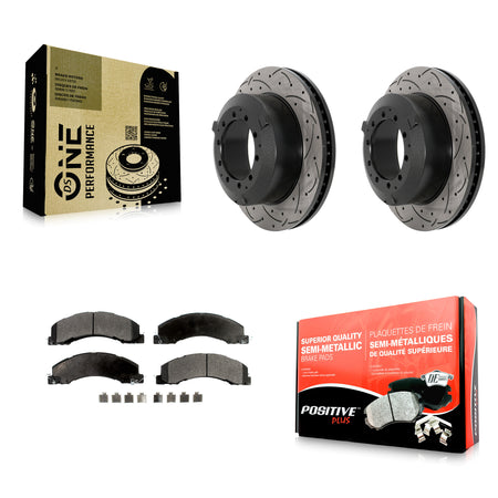Rear Drill Slot Brake Rotors Semi-Metallic Pad Kit For Ram Dodge Sterling Truck 4500 5500 KDF-101173