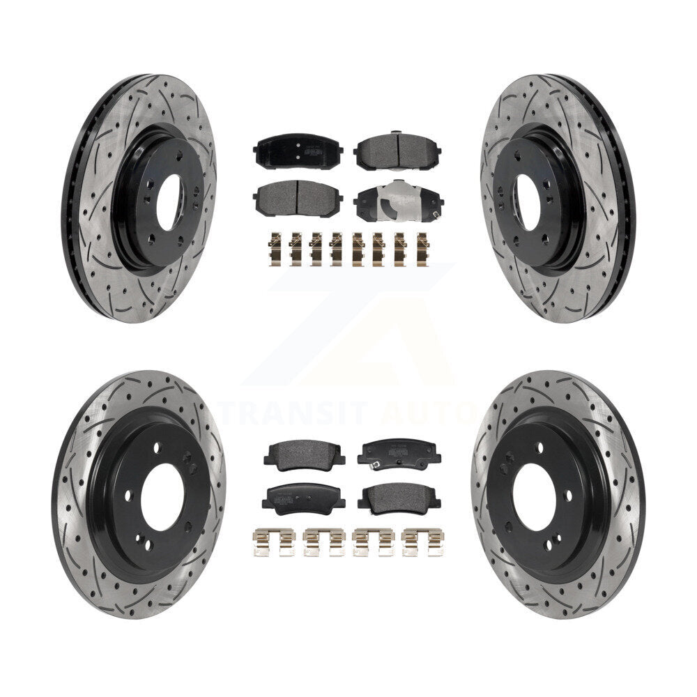 Front Rear Drill Slot Brake Rotor Semi-Metallic Pad Kit For Hyundai Sonata Kia Niro EV K5 KDF-101176
