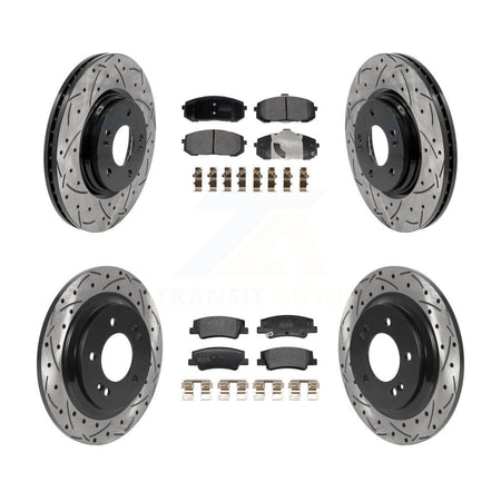 Front Rear Drill Slot Brake Rotor Semi-Metallic Pad Kit For Hyundai Sonata Kia Niro EV K5 KDF-101176