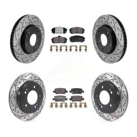Front Rear Coated Drilled Slot Disc Brake Rotor Semi-Metallic Pad Kit For Hyundai Elantra KDF-101177
