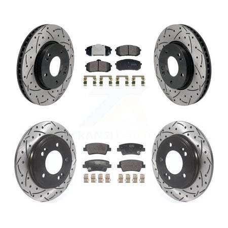 Front Rear Coated Drilled Slot Disc Brake Rotor Semi-Metallic Pad Kit For Hyundai Elantra KDF-101178