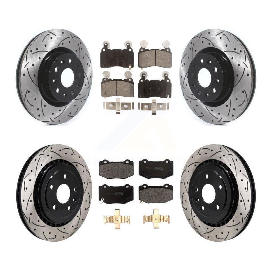 Front Rear Drill Slot Brake Rotor Semi-Metallic Pad Kit For Chevrolet Camaro SS with 6.2L KDF-101179