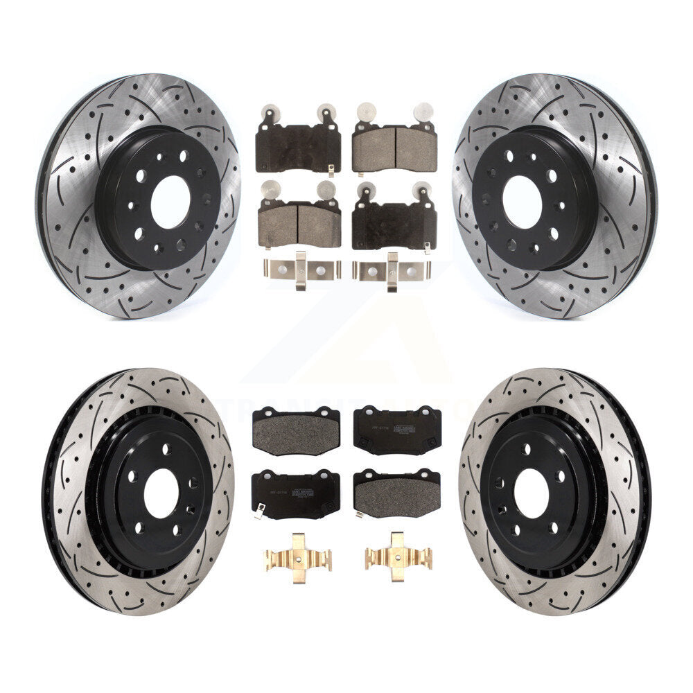 Front Rear Drill Slot Brake Rotor Semi-Metallic Pad Kit For Chevrolet Camaro SS with 3.6L KDF-101180
