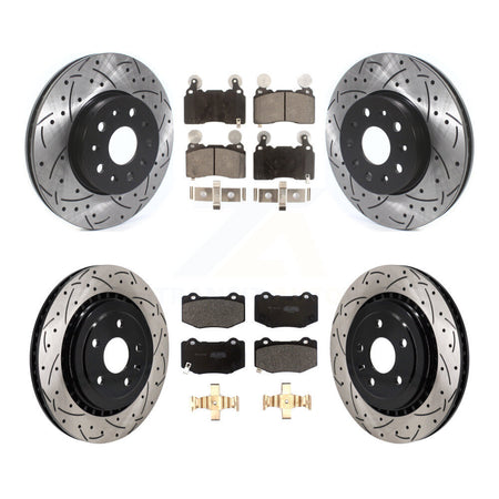 Front Rear Drill Slot Brake Rotor Semi-Metallic Pad Kit For Chevrolet Camaro SS with 3.6L KDF-101180