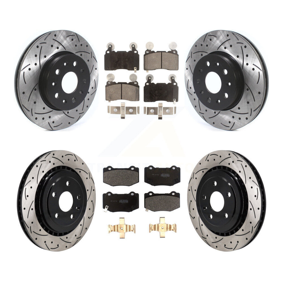 Front Rear Drill Slot Brake Rotor Semi-Metallic Pad Kit For Chevrolet Camaro SS with 3.6L KDF-101180