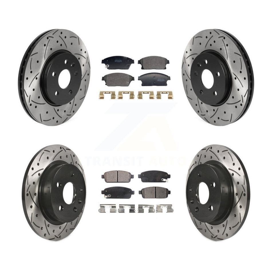 Front Rear Drilled Slot Brake Rotor Semi-Metallic Pad Kit For Chevrolet Trax Buick Encore KDF-101182
