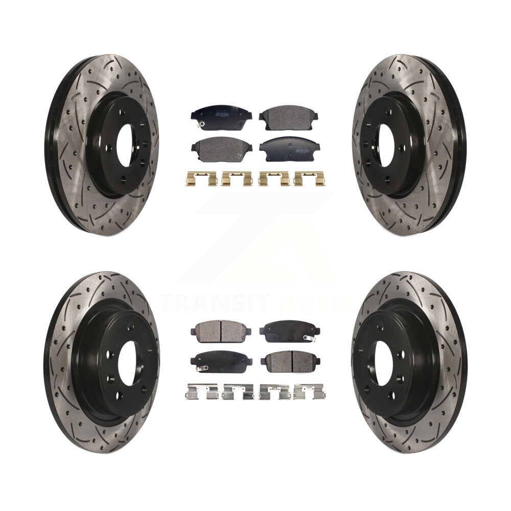 Front Rear Drill Slot Brake Rotors Semi-Metallic Pad Kit For Chevrolet Cruze Buick Verano KDF-101183