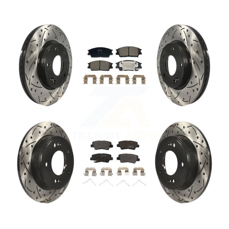 Front Rear Drilled Slot Disc Brake Rotor Semi-Metallic Pad Kit For Hyundai Venue Kia Soul KDF-101190