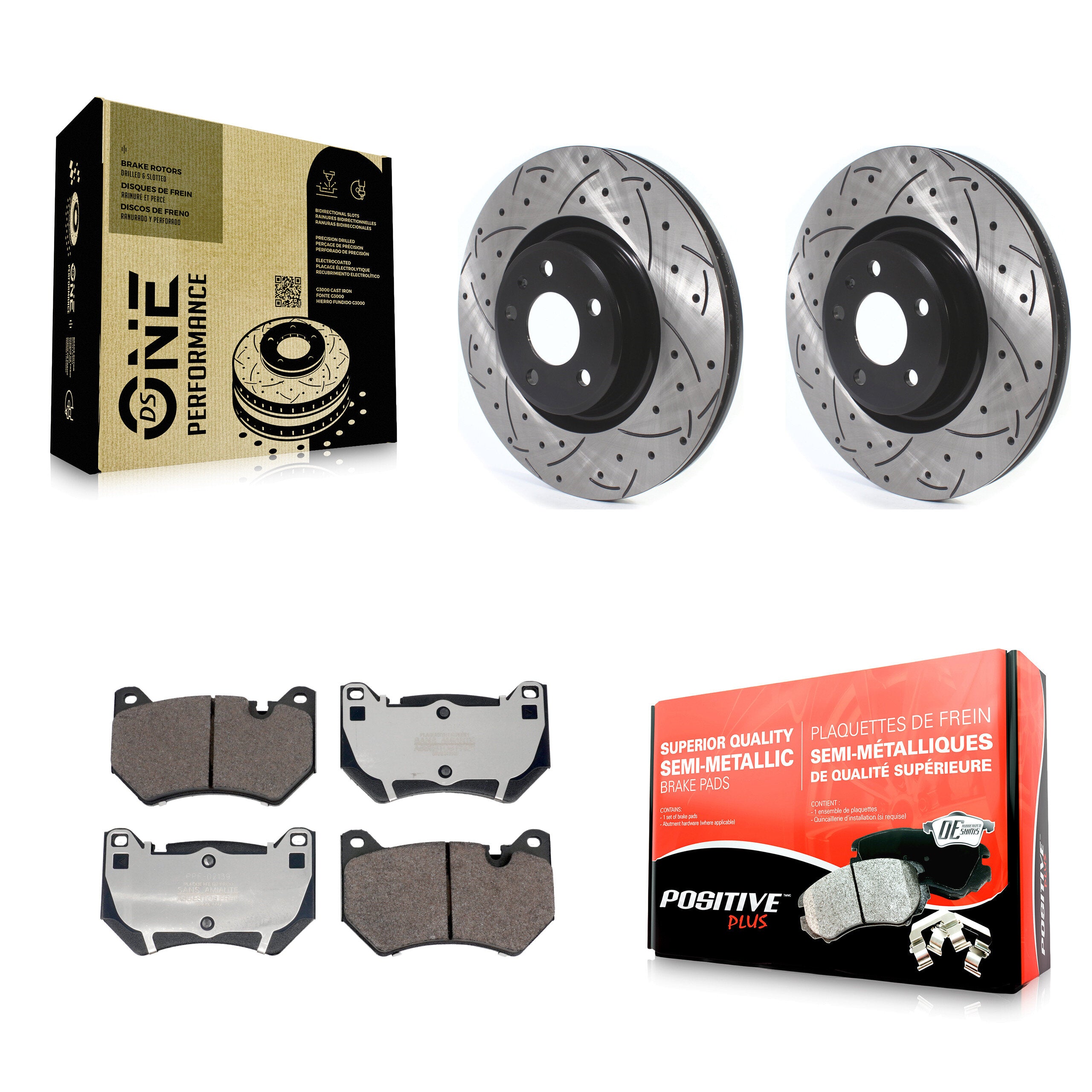 Front Coated Drilled Slotted Disc Brake Rotor Semi-Metallic Pad Kit For Audi Q5 Sportback KDF-101197
