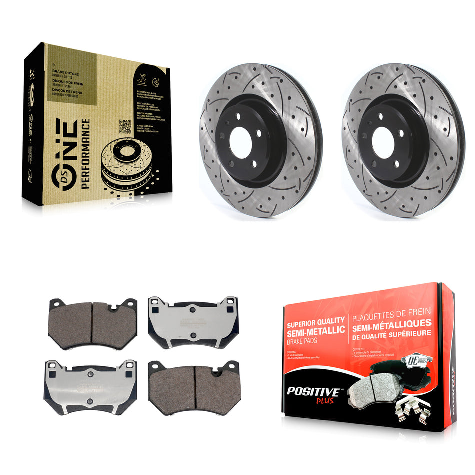 Front Coated Drilled Slotted Disc Brake Rotor Semi-Metallic Pad Kit For Audi Q5 Sportback KDF-101197