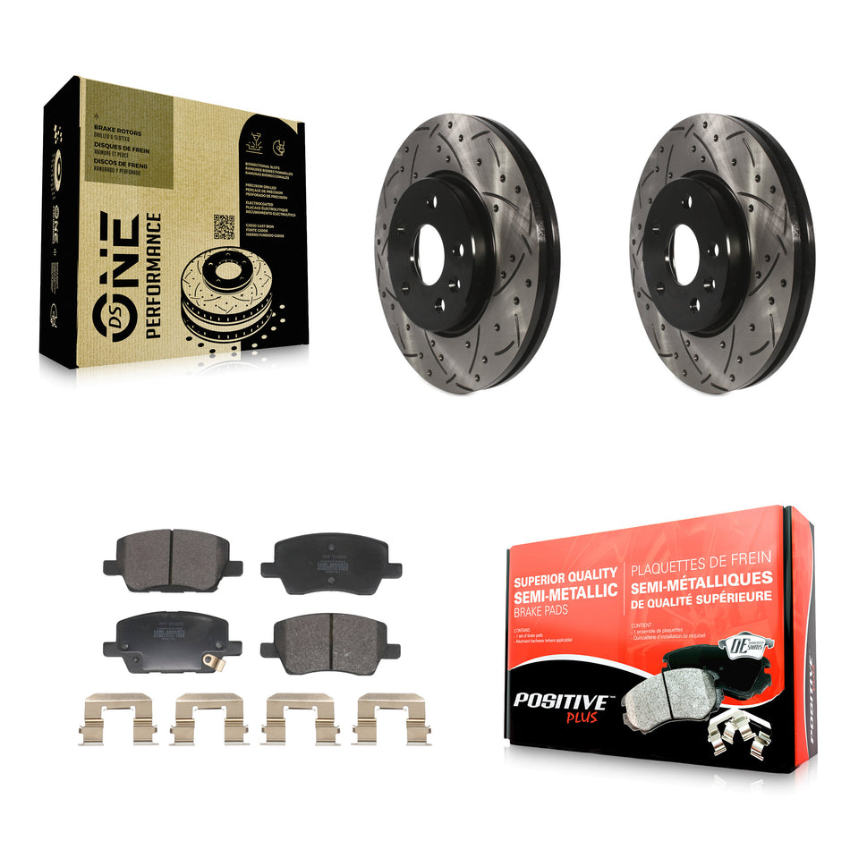 Front Drilled Slot Disc Brake Rotor & Semi-Metallic Pad Kit For 2018-2020 Chevrolet Sonic KDF-101199