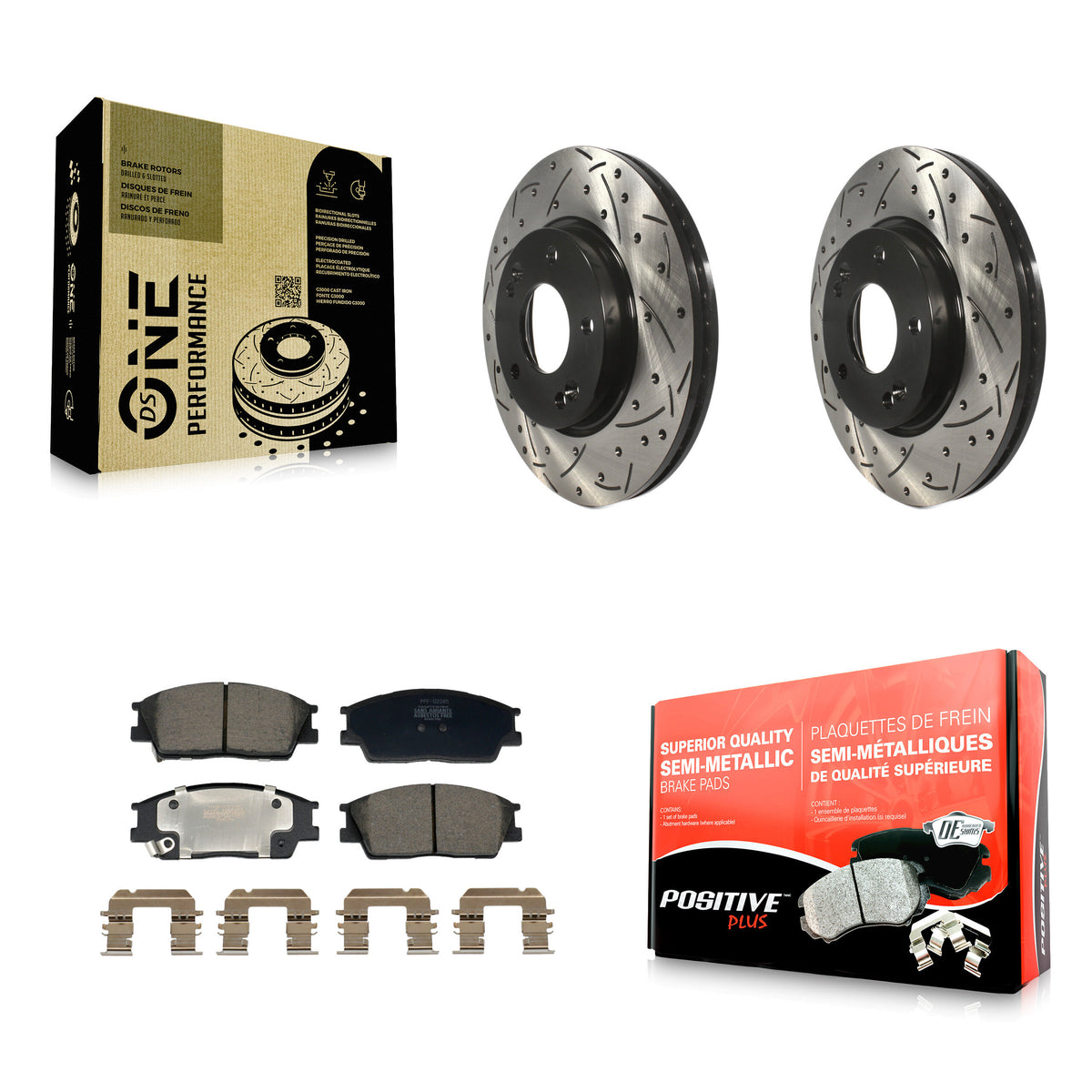 Front Coated Drill Slot Disc Brake Rotor Semi-Metallic Pad Kit For Hyundai Venue Kia Soul KDF-101201