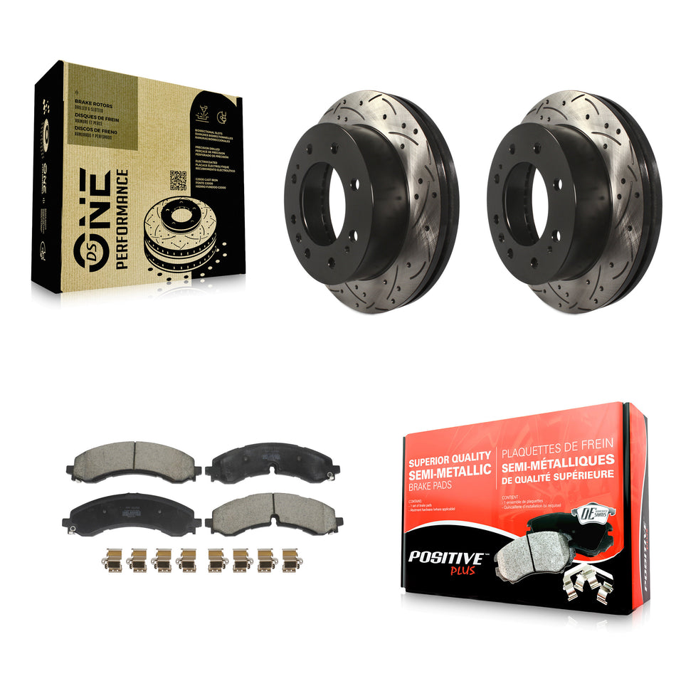 Front Drill Slot Brake Rotors Semi-Metallic Pad Kit For GMC Chevrolet Sierra 2500 HD 3500 KDF-101202