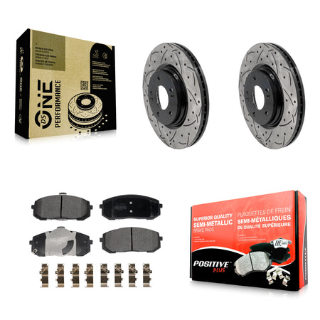 Front Drill Slot Brake Rotor Semi-Metallic Pad Kit For Hyundai Elantra Sonata Kia Niro EV KDF-101210
