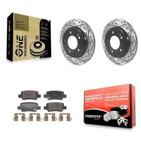 Rear Coated Drilled Slotted Disc Brake Rotors & Semi-Metallic Pad Kit For Hyundai Elantra KDF-101222