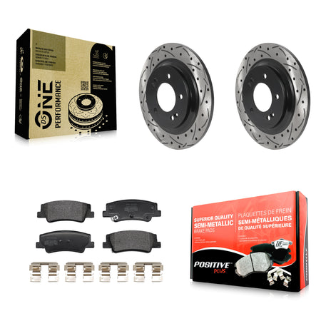 Rear Drill Slot Disc Brake Rotors Semi-Metallic Pad Kit For Hyundai Sonata Kia Niro EV K5 KDF-101223