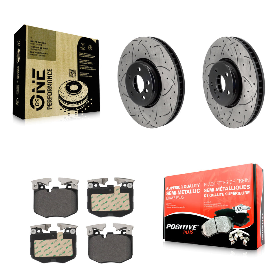 Front Drill Slot Brake Rotors Semi-Metallic Pad Kit For BMW 330i xDrive X5 530i Toyota GR KDF-101225