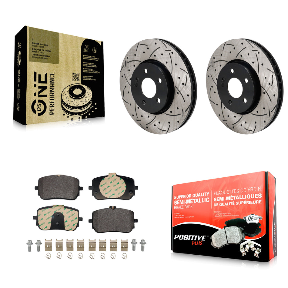 Front Drilled Slot Disc Brake Rotor & Semi-Metallic Pad Kit For Mercedes-Benz A220 CLA250 KDF-101244